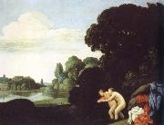 Carlo Saraceni landscape with salmacis and hermaphroditus oil painting